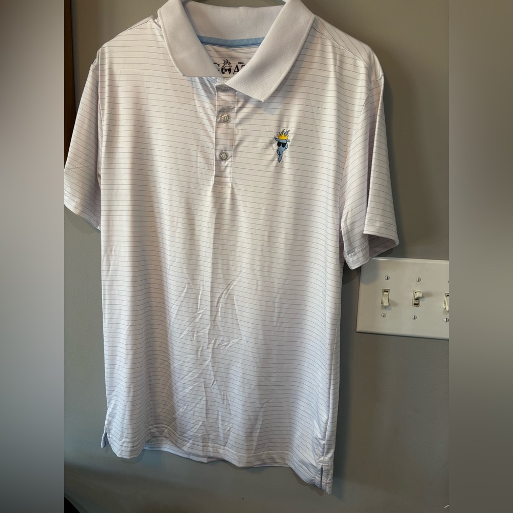 GOAT White Striped Polo Shirt